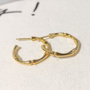 Julie Vos Hoop Earrings - Bamboo - Gold